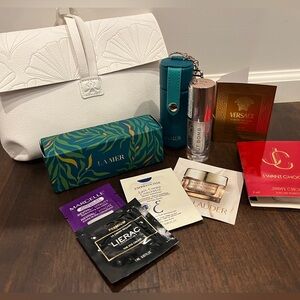 La Mer Lip Balm Case with Makeup Bag and Skincare Goodies